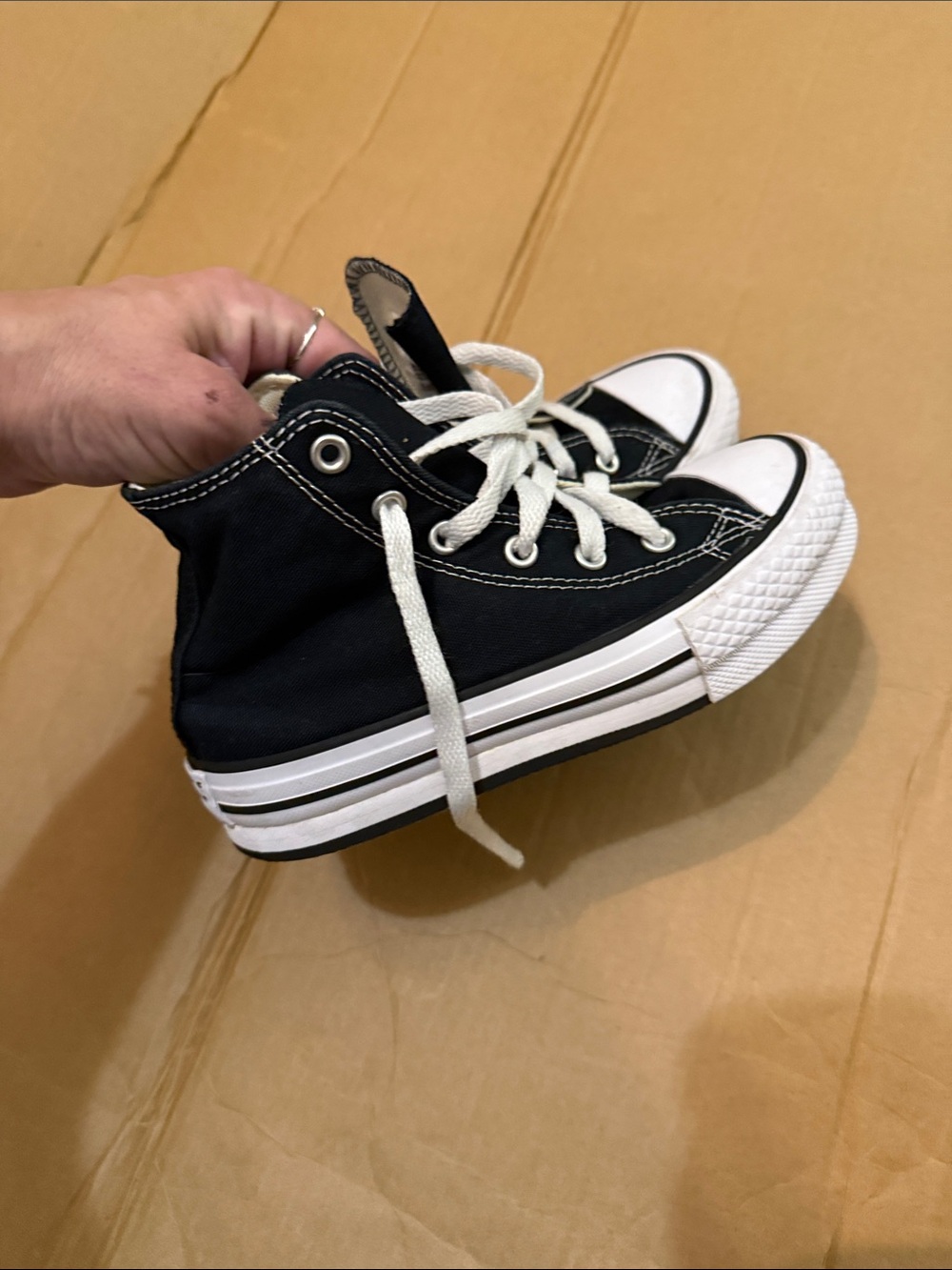 Converse Kids Black High-Top Canvas Sneakers with White Trim